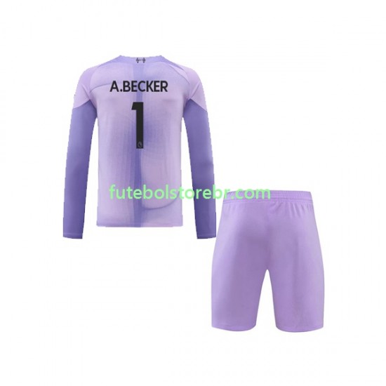 Camisa Goleiro Liverpool A.Becker 1 I 2022-2023 manga longa pro Juvenil