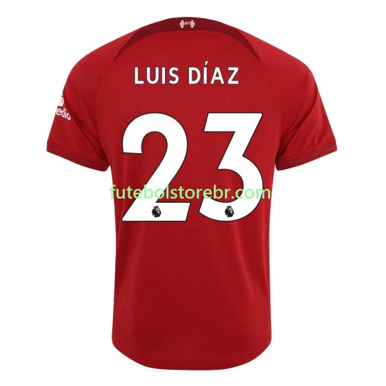 Camisa Liverpool Luis Diaz 23 I 2022-2023 manga curta pro Masculina