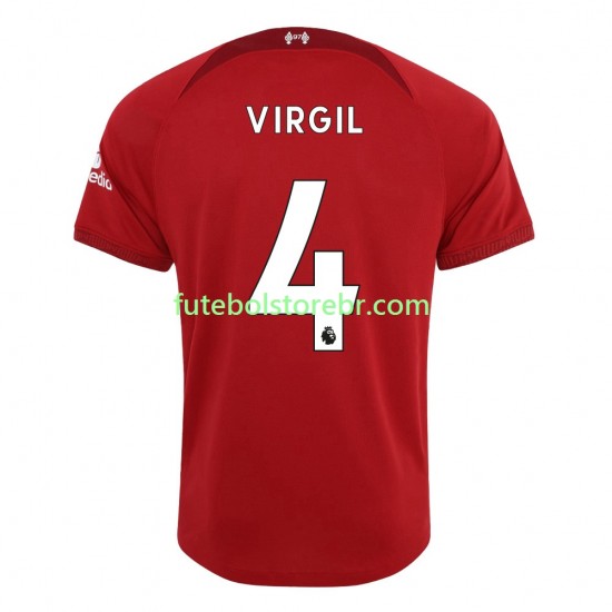 Camisa Liverpool Virgil 4 I 2022-2023 manga curta pro Masculina