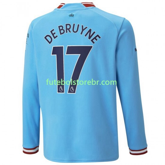 Camisa Manchester City De Bruyne 17 I 2022-2023 manga longa pro Masculina