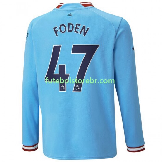 Camisa Manchester City Foden 47 I 2022-2023 manga longa pro Masculina