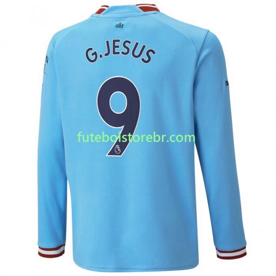 Camisa Manchester City G.Jesus 9 I 2022-2023 manga longa pro Masculina