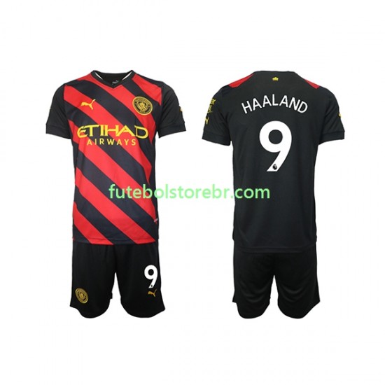 Camisa Manchester City Haaland 9 II 2022-2023 manga curta pro Masculina pro Juvenil