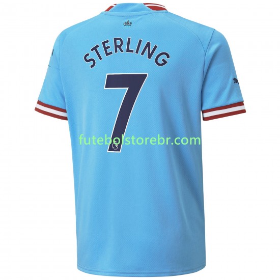 Camisa Manchester City Sterling 7 I 2022-2023 manga curta pro Masculina