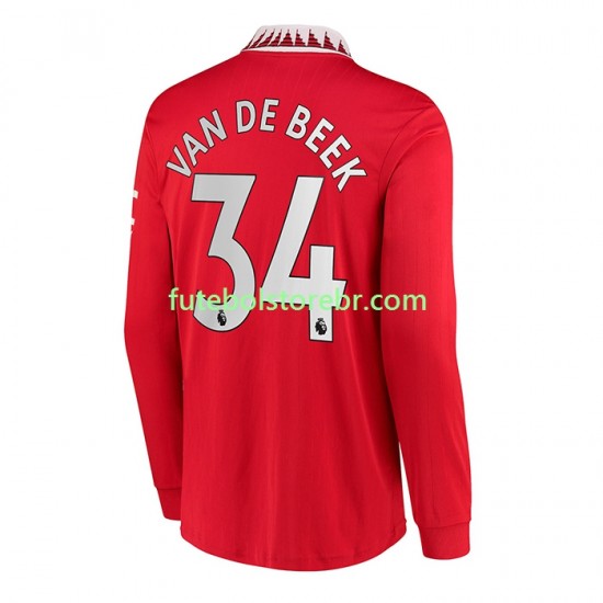 Camisa Manchester United Donny van de Beek 34 I 2022-2023 manga longa pro Masculina