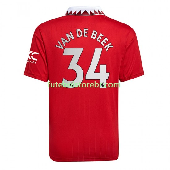 Camisa Manchester United Donny van de Beek 34 I 2022-2023 manga curta pro Masculina