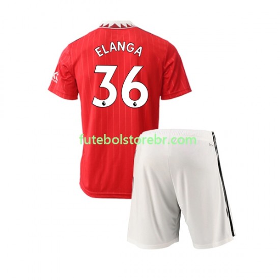 Camisa Manchester United Elanga 36 I 2022-2023 manga curta pro Juvenil