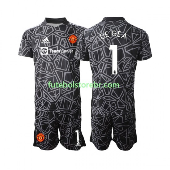 Camisa Goleiro Manchester United DE GEA 1 II 2022-2023 manga curta pro Juvenil