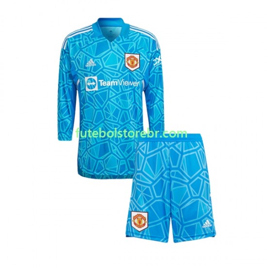 Camisa Goleiro Manchester United I 2022-2023 manga longa pro Juvenil