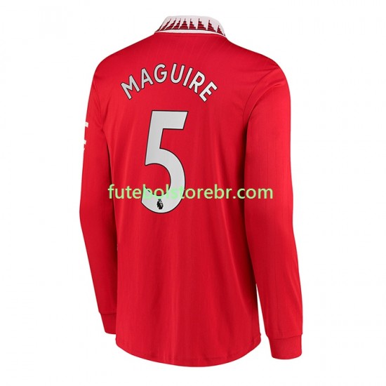 Camisa Manchester United Harry Maguire 5 I 2022-2023 manga longa pro Masculina