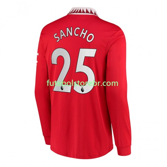 Camisa Manchester United Jadon Sancho 25 I 2022-2023 manga longa pro Masculina