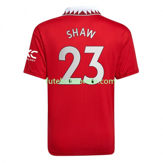 Camisa Manchester United Luke Shaw 23 I 2022-2023 manga curta pro Masculina