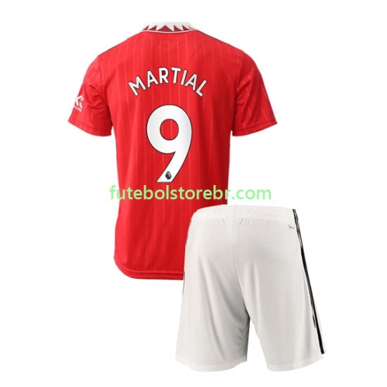 Camisa Manchester United Martial 9 I 2022-2023 manga curta pro Juvenil