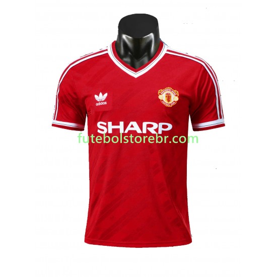 Camisa Manchester United 1986 Retrô I manga curta pro Masculina