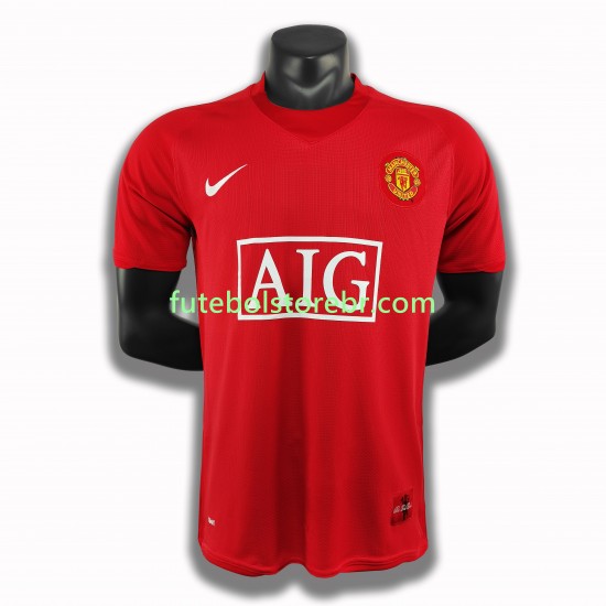 Camisa Manchester United Retrô I 2007-2008 manga curta pro Masculina