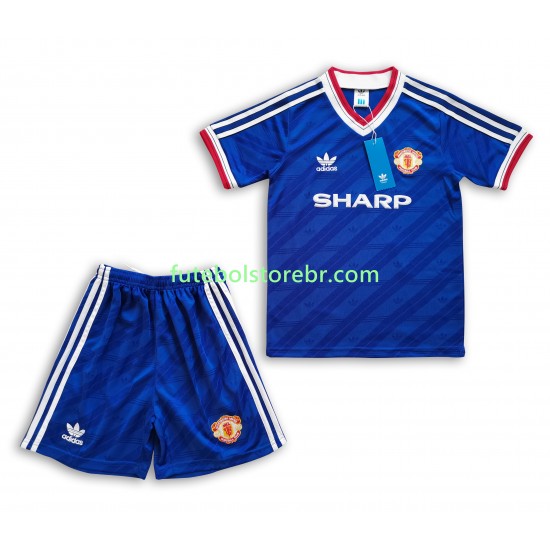 Camisa Manchester United 1986 Retrô II manga curta pro Juvenil