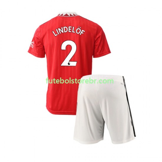 Camisa Manchester United Victor Lindelof 2 I 2022-2023 manga curta pro Juvenil