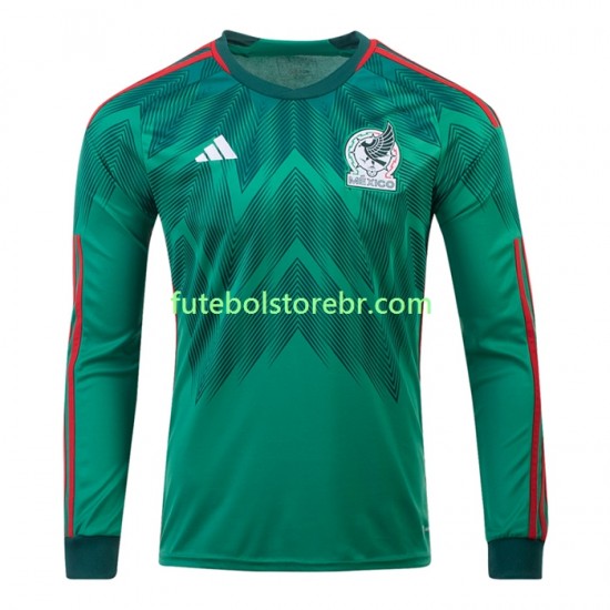 Camisa México I Copa Do Mundo 2022 manga longa pro Masculina