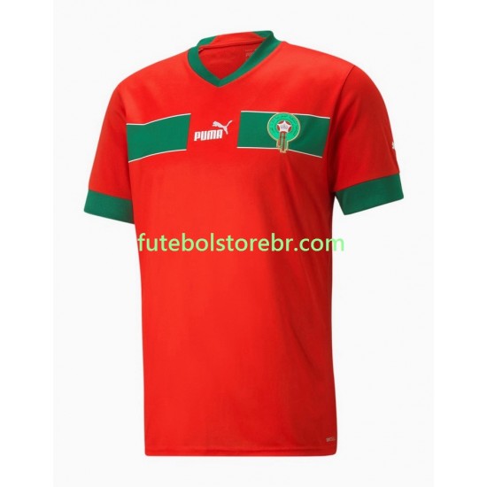 Camisa Marrocos I Copa Do Mundo 2022 manga curta pro Masculina