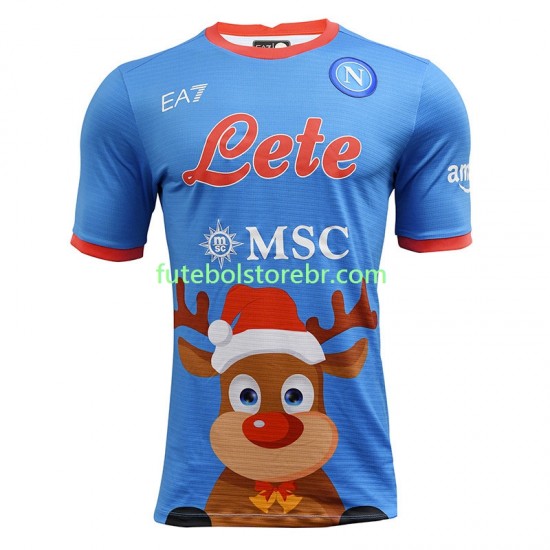 Camisa Napoli Xmas I 2022-2023 manga curta pro Masculina