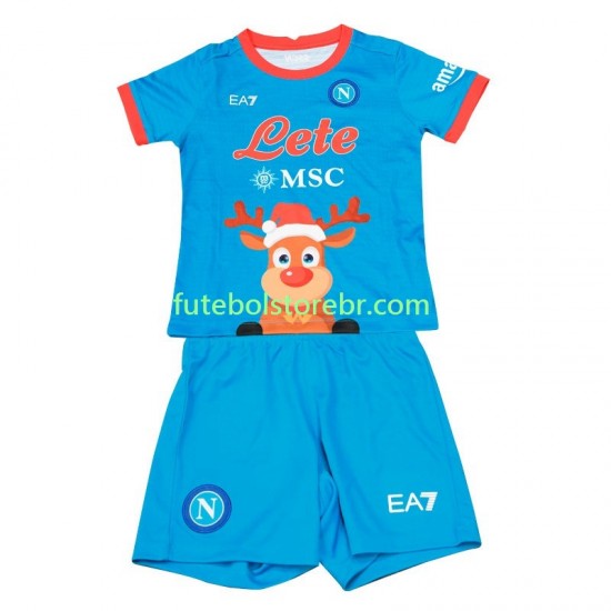 Camisa Napoli Xmas I 2022-2023 manga curta pro Juvenil