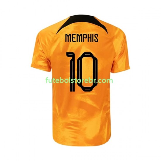 Camisa Países Baixos Memphis 10 I Copa Do Mundo 2022 manga curta pro Masculina