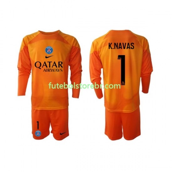 Camisa Goleiro Paris Saint Germain Keylor Navas 1 II 2022-2023 manga longa pro Juvenil