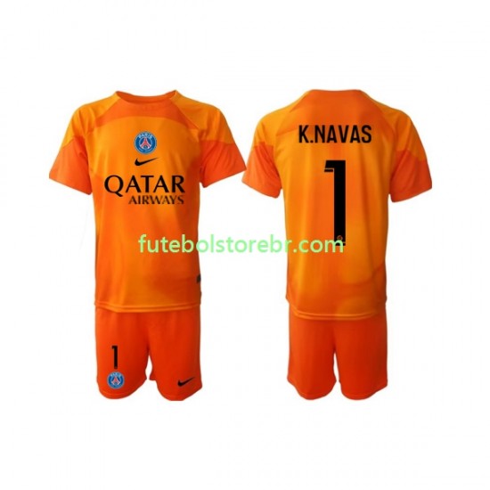 Camisa Goleiro Paris Saint Germain Keylor Navas 1 II 2022-2023 manga curta pro Juvenil