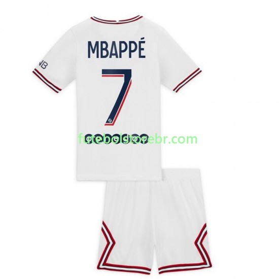 Camisa Paris Saint Germain Mbappé Kylian 7 IIII 2021-2022 manga curta pro Juvenil