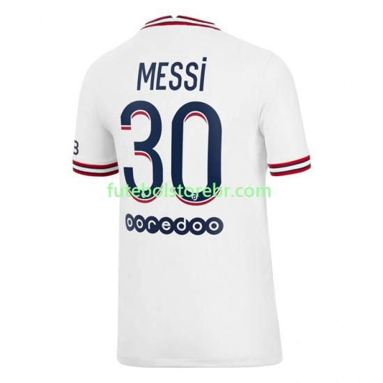 Camisa Paris Saint Germain Lionel Messi 30 IIII 2021-2022 manga curta pro Masculina