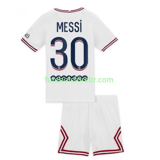 Camisa Paris Saint Germain Lionel Messi 30 IIII 2021-2022 manga curta pro Juvenil