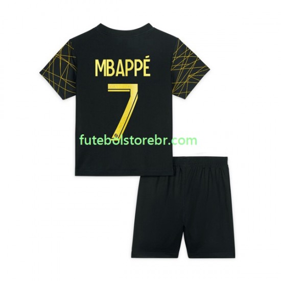 Camisa Paris Saint Germain Mbappé 7 IIII 2022-2023 manga curta pro Juvenil