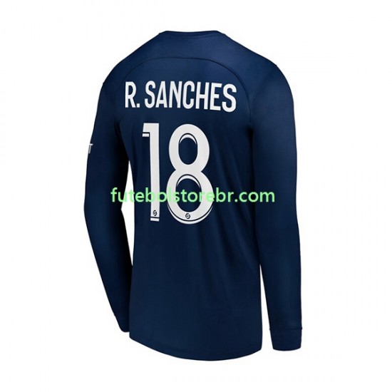 Camisa Paris Saint Germain R.Sanches 18 I 2022-2023 manga longa pro Masculina