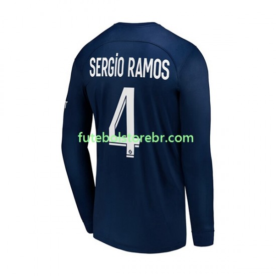 Camisa Paris Saint Germain Sergio Ramos 4 I 2022-2023 manga longa pro Masculina