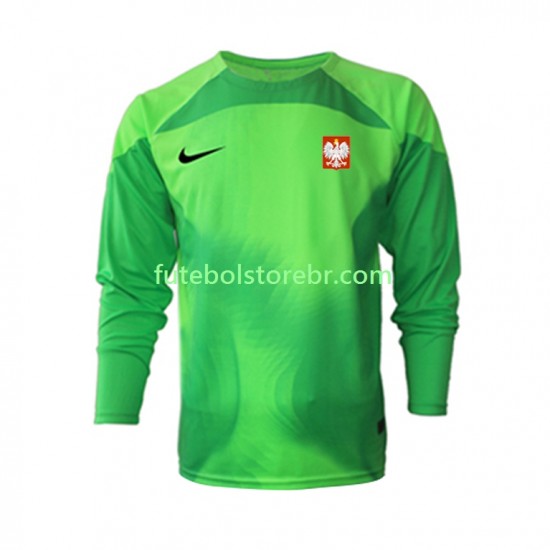 Camisa Goleiro Polônia I Copa Do Mundo 2022 manga longa pro Masculina