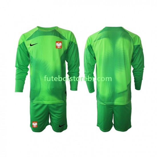 Camisa Goleiro Polônia I Copa Do Mundo 2022 manga longa pro Juvenil