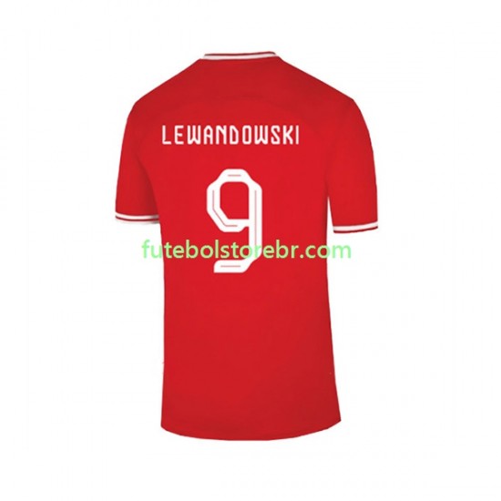 Camisa Polônia Lewandowski 9 II Copa Do Mundo 2022 manga curta pro Masculina