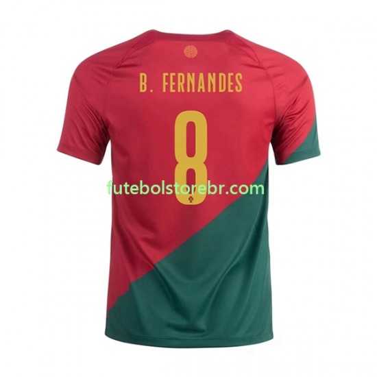 Camisa Portugal B.Fernandes 8 I Copa Do Mundo 2022 manga curta pro Masculina