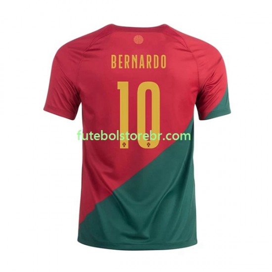 Camisa Portugal Bernardo 10 I Copa Do Mundo 2022 manga curta pro Masculina