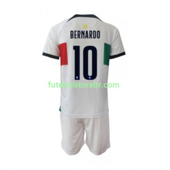 Camisa Portugal Bernardo 10 II Copa Do Mundo 2022 manga curta pro Juvenil