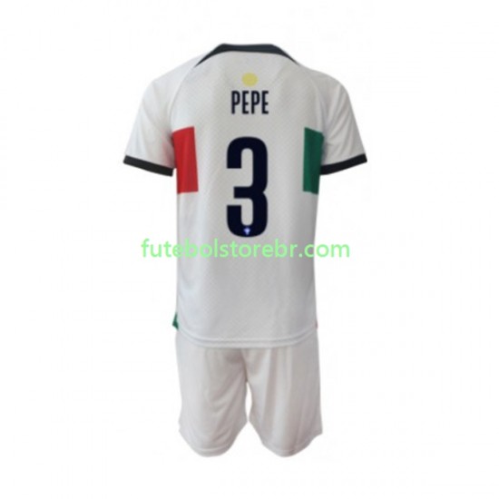 Camisa Portugal PEPE 3 II Copa Do Mundo 2022 manga curta pro Juvenil