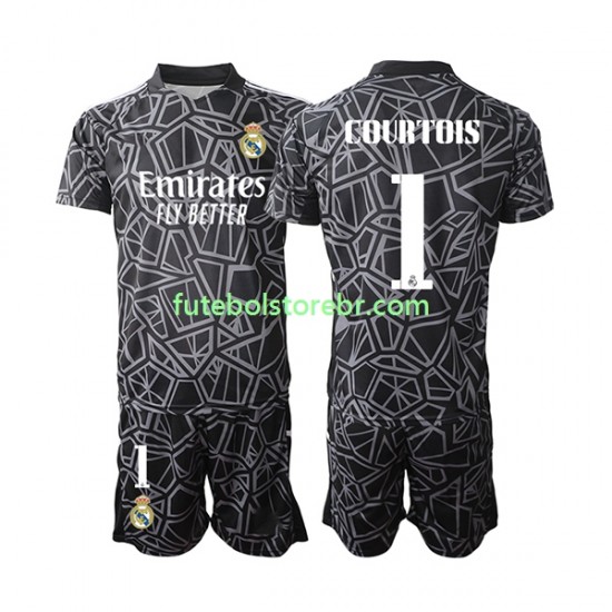 Camisa Goleiro Real Madrid Courtois 1 II 2022-2023 manga curta pro Juvenil