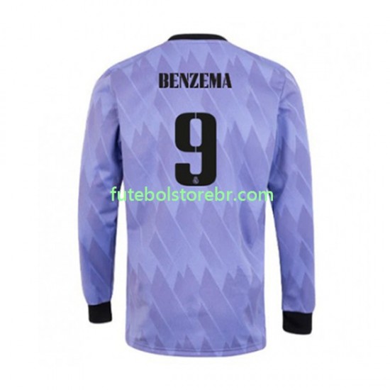 Camisa Real Madrid Karim Benzema 9 II 2022-2023 manga longa pro Masculina