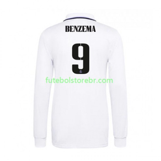 Camisa Real Madrid Karim Benzema 9 I 2022-2023 manga longa pro Masculina