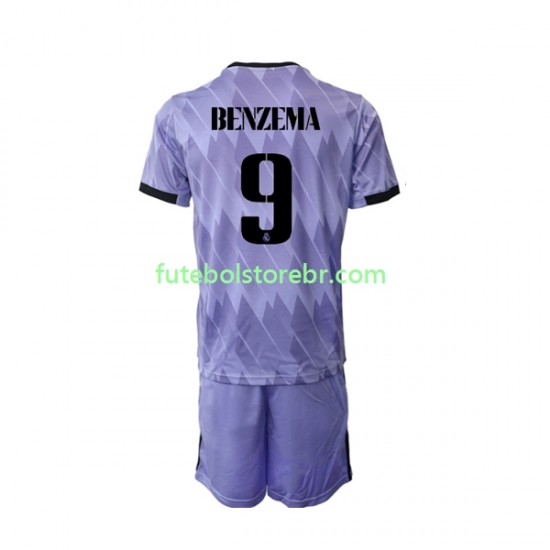 Camisa Real Madrid Karim Benzema 9 II 2022-2023 manga curta pro Juvenil