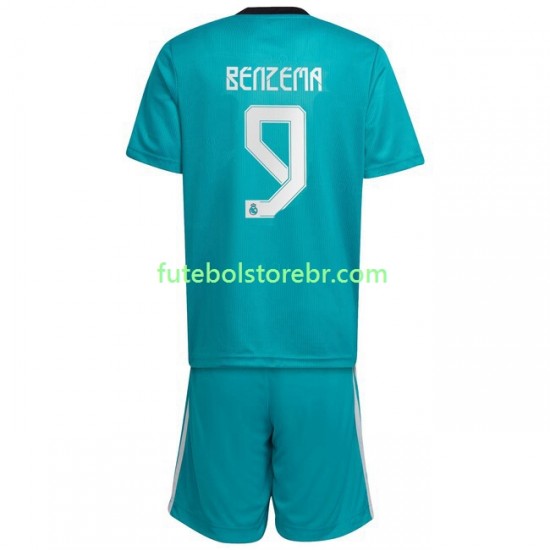 Camisa Real Madrid Karim Benzema 9 III 2021-2022 manga curta pro Juvenil