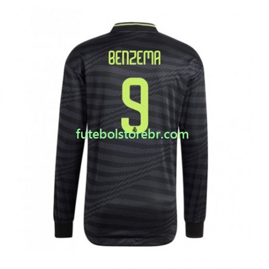 Camisa Real Madrid Karim Benzema 9 III 2022-2023 manga longa pro Masculina