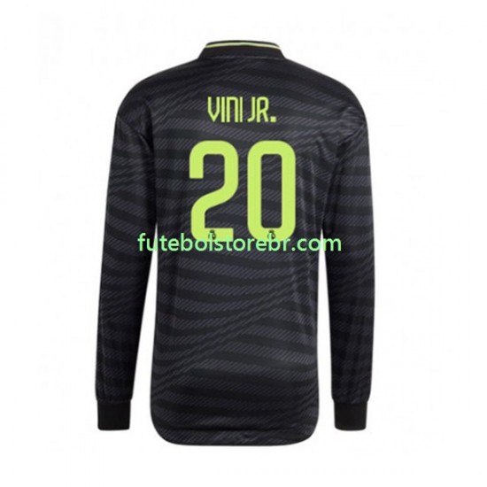 Camisa Real Madrid Vinicius Junior 20 III 2022-2023 manga longa pro Masculina