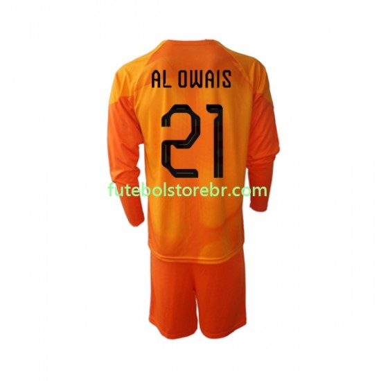 Camisa Goleiro Arábia Saudita Mohammed Al-Owais 21 II Copa Do Mundo 2022 manga longa pro Juvenil