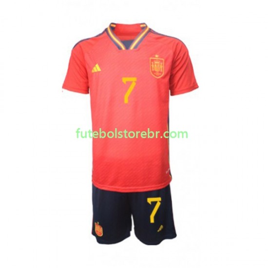 Camisa Espanha Alvaro Morata 7 I Copa Do Mundo 2022 manga curta pro Juvenil